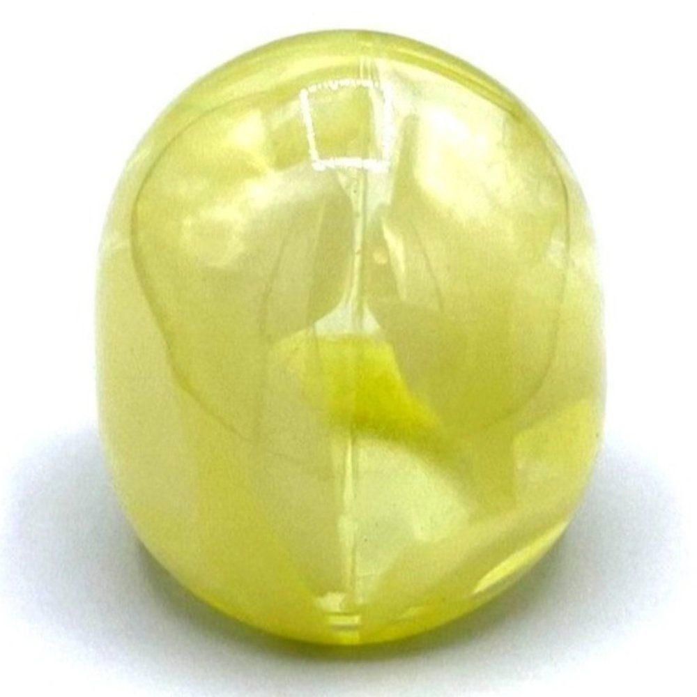 Yellow and White Swirl Acrylic Chunky Dome Statement Ring Size 6